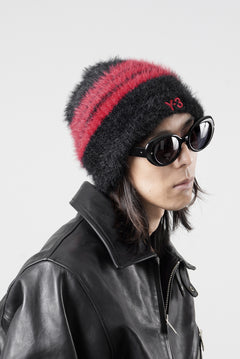 画像をギャラリービューアに読み込む, Y-3 Yohji Yamamoto STRIPES BEANIE (BLACK x SCARLET)