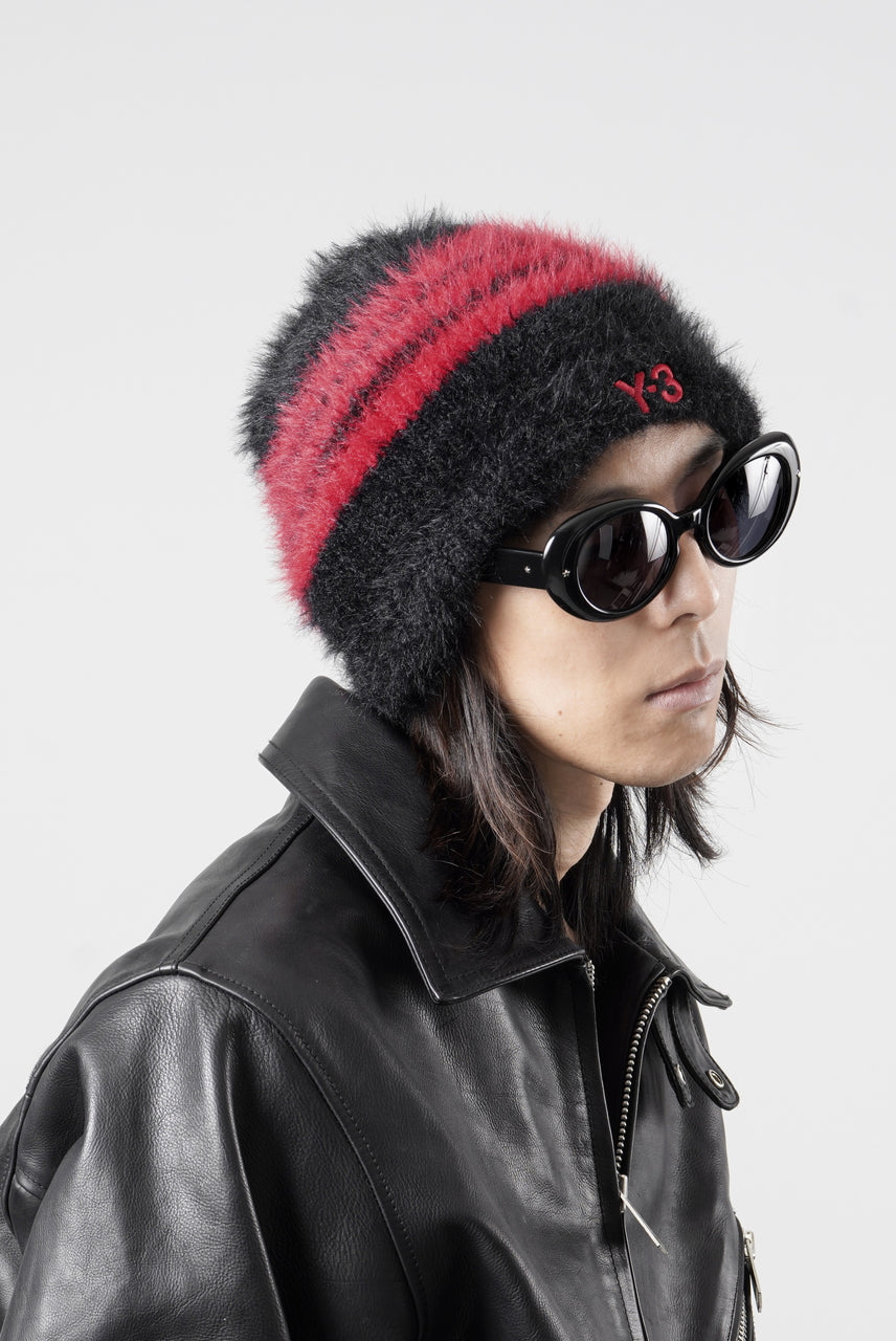 画像をギャラリービューアに読み込む, Y-3 Yohji Yamamoto STRIPES BEANIE (BLACK x SCARLET)