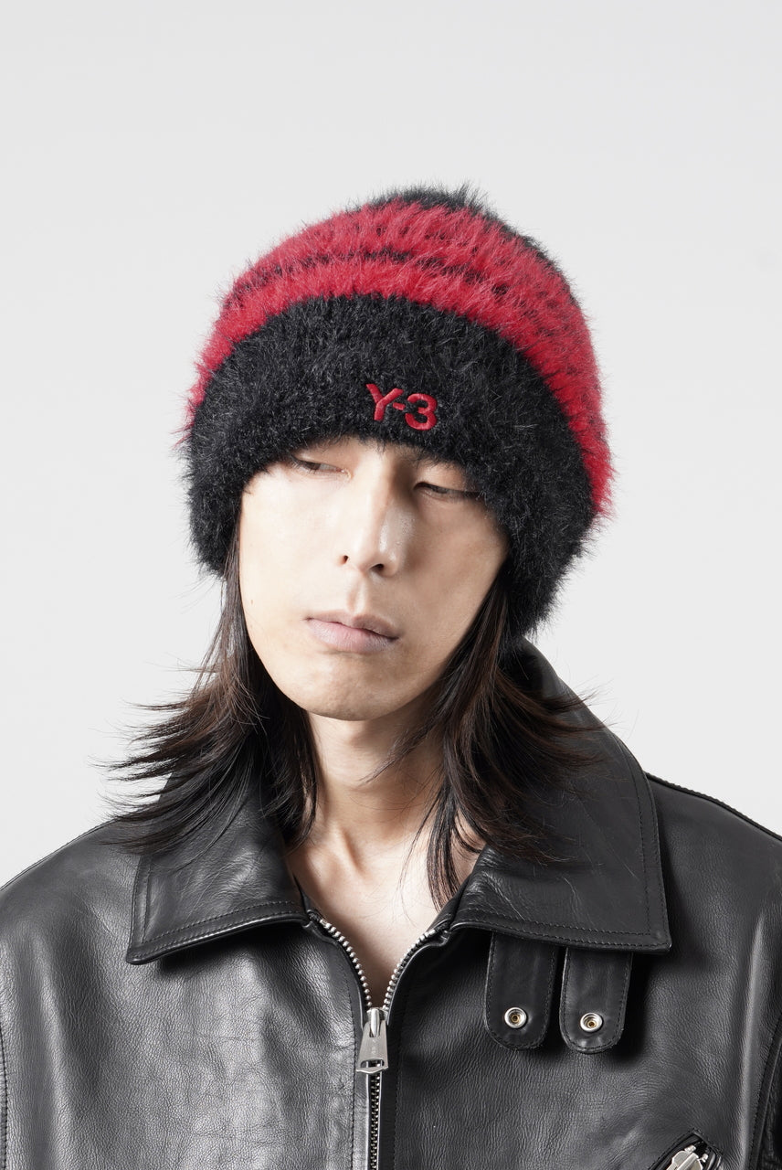 画像をギャラリービューアに読み込む, Y-3 Yohji Yamamoto STRIPES BEANIE (BLACK x SCARLET)