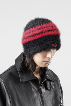 画像をギャラリービューアに読み込む, Y-3 Yohji Yamamoto STRIPES BEANIE (BLACK x SCARLET)