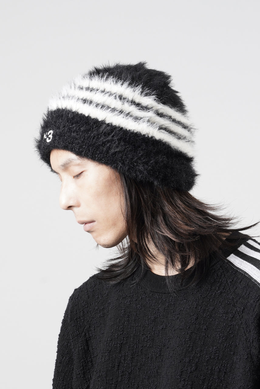 画像をギャラリービューアに読み込む, Y-3 Yohji Yamamoto STRIPES BEANIE (BLACK x CREAM WHITE)