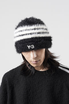 画像をギャラリービューアに読み込む, Y-3 Yohji Yamamoto STRIPES BEANIE (BLACK x CREAM WHITE)