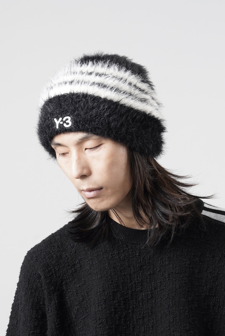 画像をギャラリービューアに読み込む, Y-3 Yohji Yamamoto STRIPES BEANIE (BLACK x CREAM WHITE)