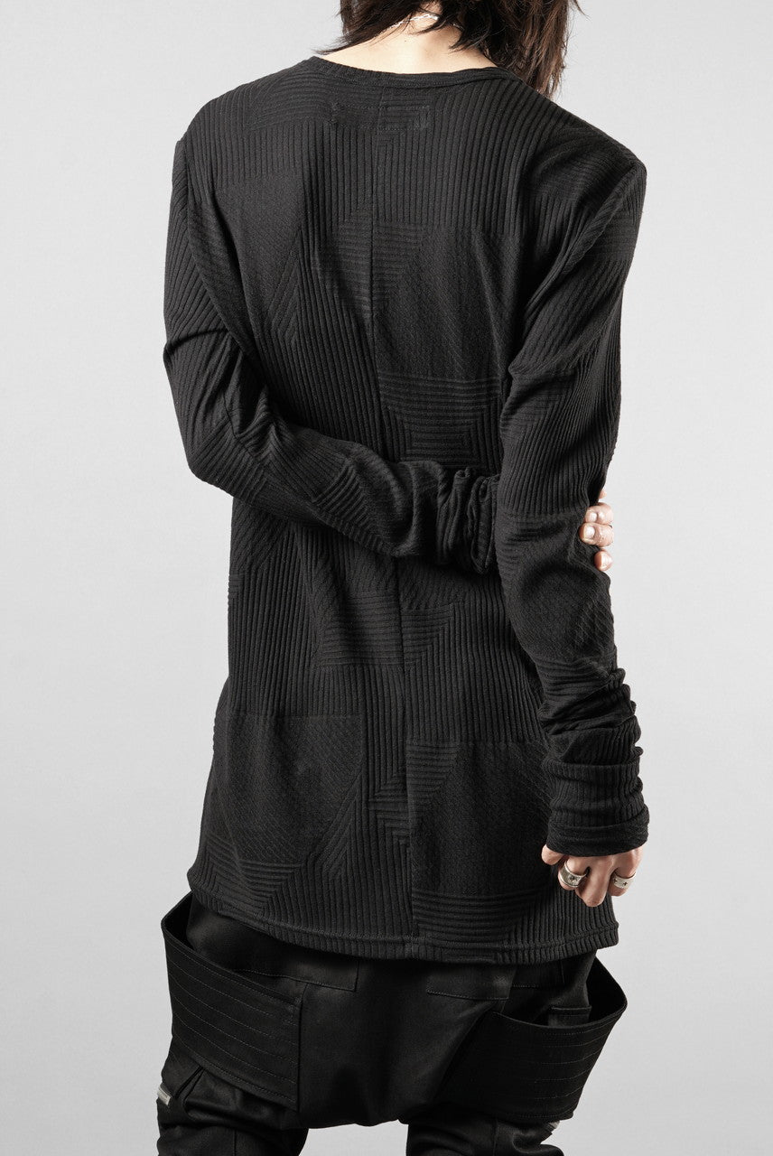 画像をギャラリービューアに読み込む, A.F ARTEFACT DEFORMED STRIPE PATTERN LONG SLEEVE TOPS (BLACK)