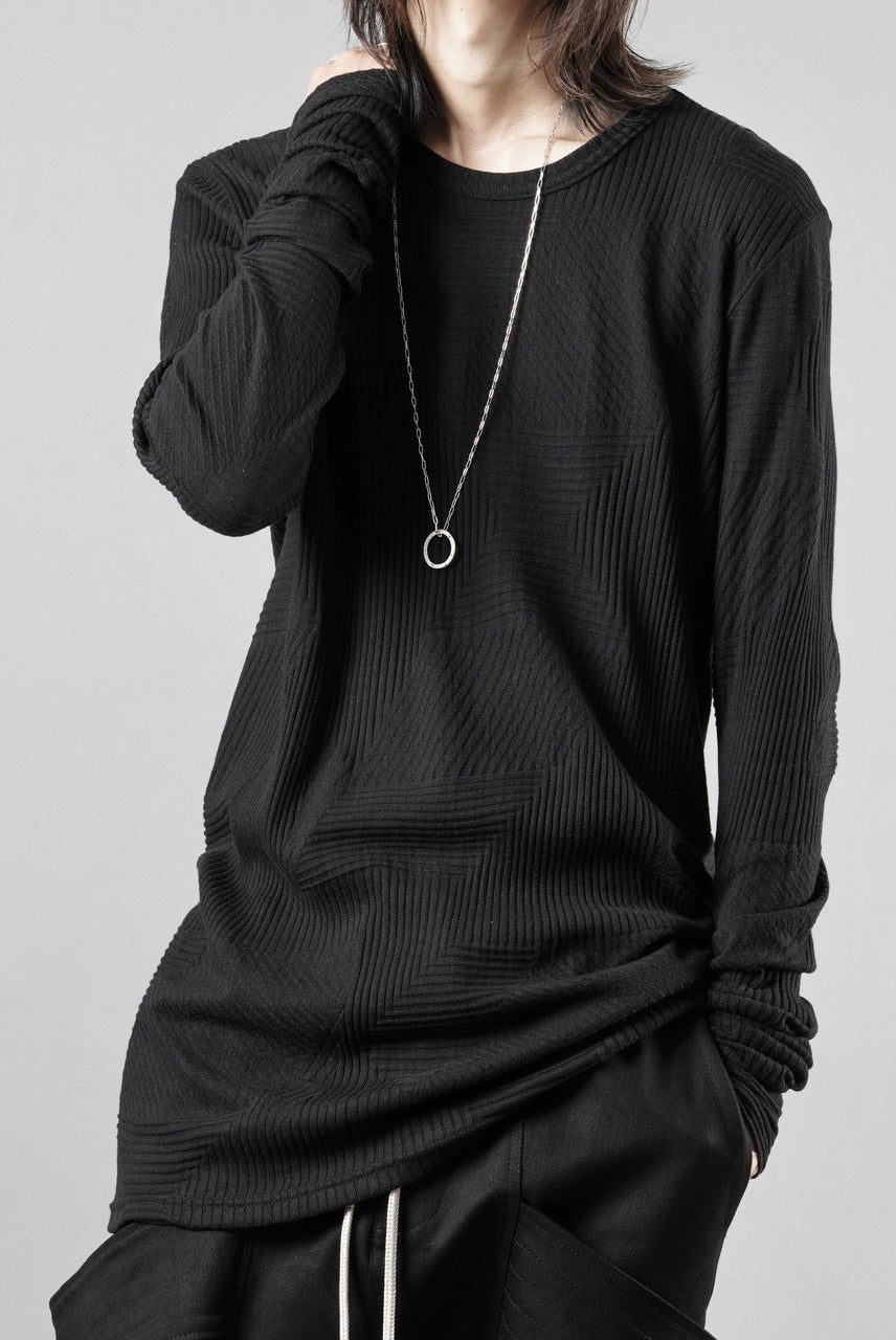画像をギャラリービューアに読み込む, A.F ARTEFACT DEFORMED STRIPE PATTERN LONG SLEEVE TOPS (BLACK)