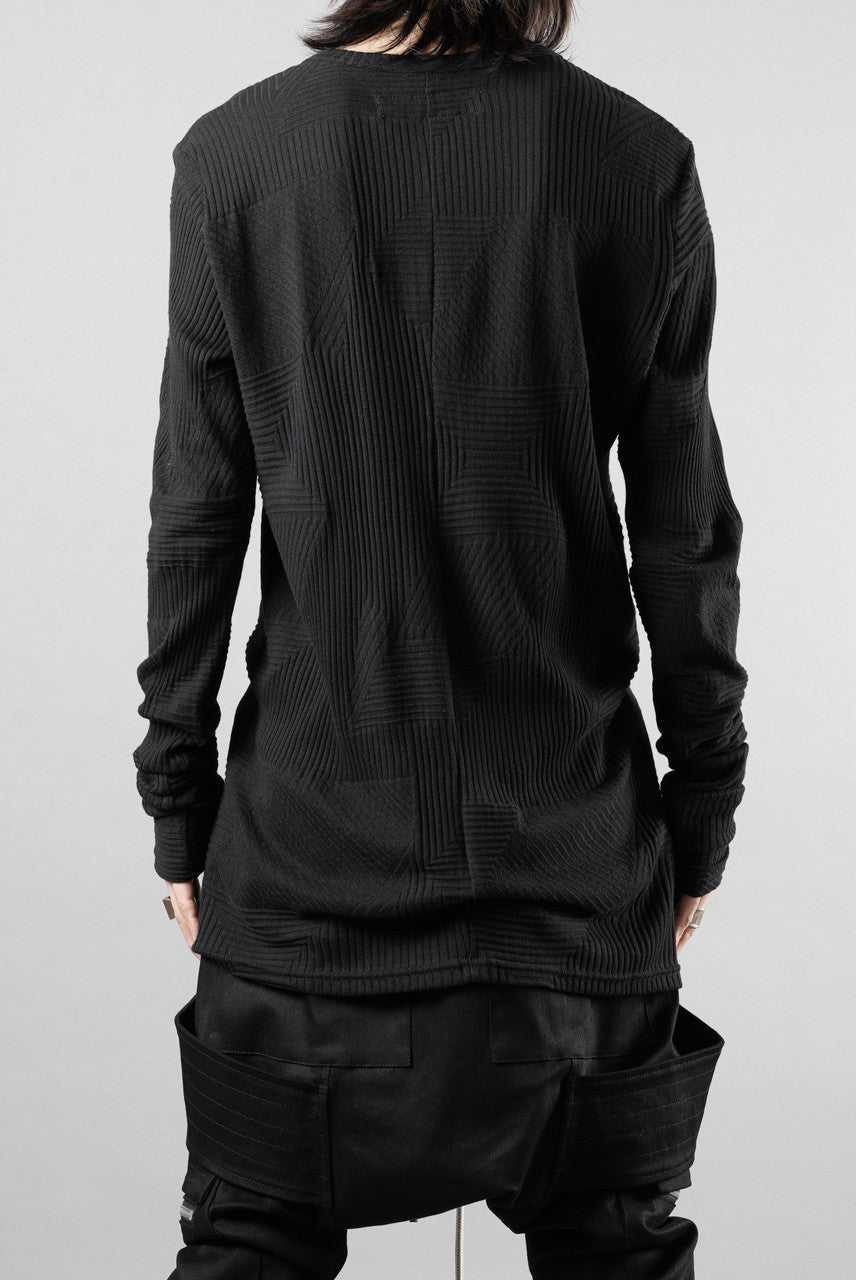 画像をギャラリービューアに読み込む, A.F ARTEFACT DEFORMED STRIPE PATTERN LONG SLEEVE TOPS (BLACK)
