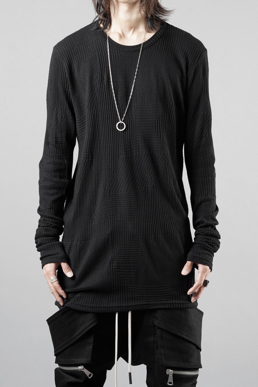 画像をギャラリービューアに読み込む, A.F ARTEFACT DEFORMED STRIPE PATTERN LONG SLEEVE TOPS (BLACK)