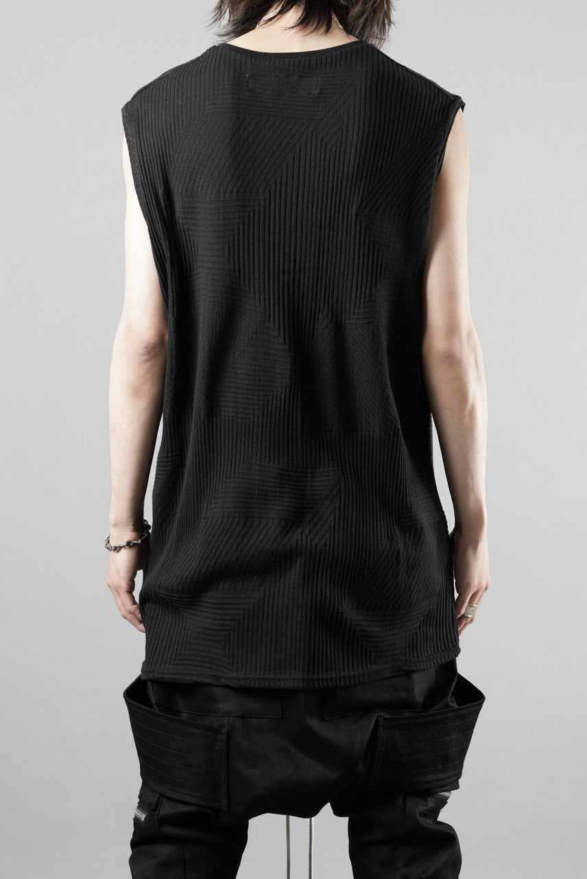 画像をギャラリービューアに読み込む, A.F ARTEFACT DEFORMED STRIPE PATTERN TANK TOP (BLACK)