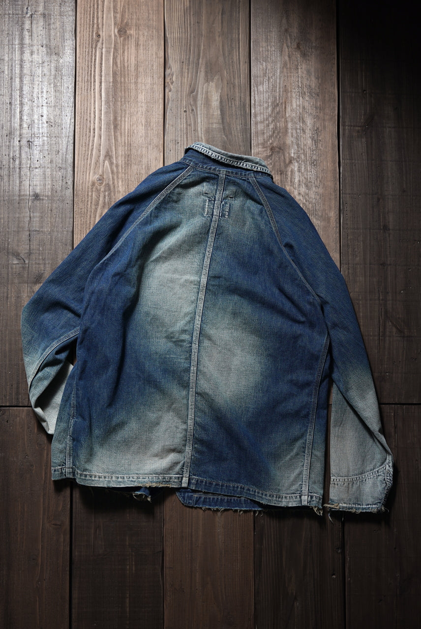 画像をギャラリービューアに読み込む, FULLCOUNT x N/07 exclusive COVER ALL JACKET / 10.5oz Zimbabwe Denim (INDIGO BLUE / EFFECTED)