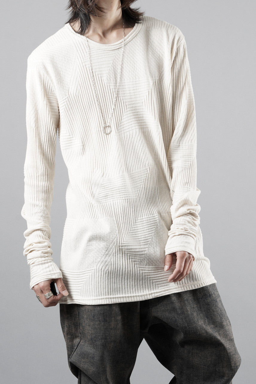 画像をギャラリービューアに読み込む, A.F ARTEFACT DEFORMED STRIPE PATTERN LONG SLEEVE TOPS (CREAM)