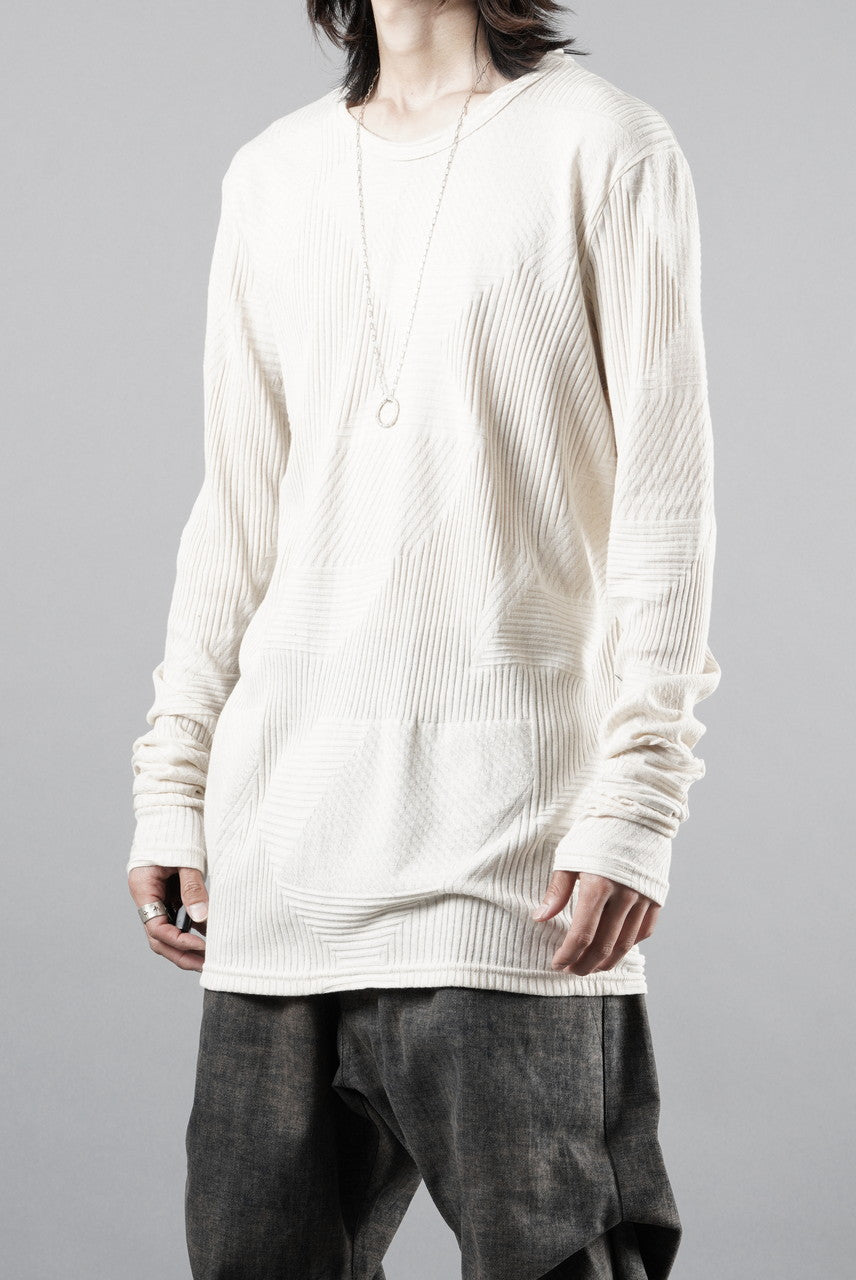 画像をギャラリービューアに読み込む, A.F ARTEFACT DEFORMED STRIPE PATTERN LONG SLEEVE TOPS (CREAM)