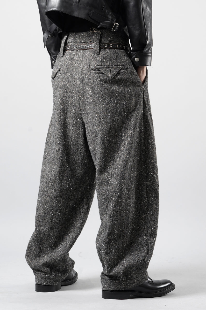 画像をギャラリービューアに読み込む, KLASICA "GL GOSSE-HS" RE DESIGNED BARREL TROUSERS / SOAKED HOMESPUN TWEED (GRAVEL)