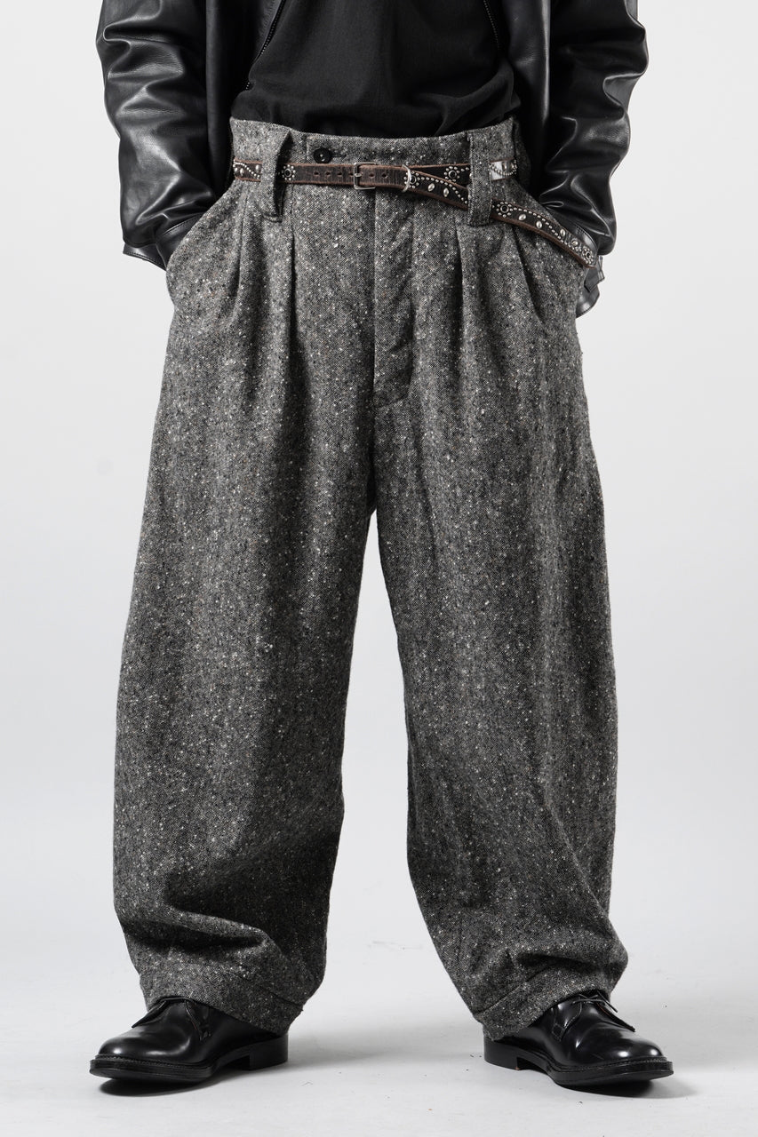 画像をギャラリービューアに読み込む, KLASICA "GL GOSSE-HS" RE DESIGNED BARREL TROUSERS / SOAKED HOMESPUN TWEED (GRAVEL)