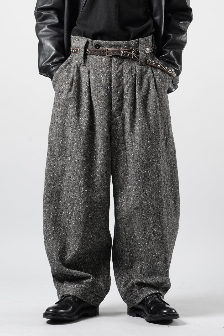 画像をギャラリービューアに読み込む, KLASICA "GL GOSSE-HS" RE DESIGNED BARREL TROUSERS / SOAKED HOMESPUN TWEED (GRAVEL)
