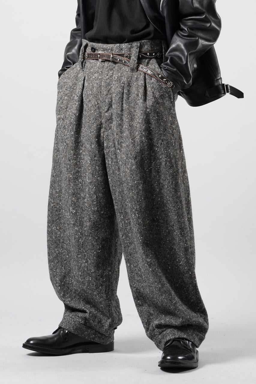 画像をギャラリービューアに読み込む, KLASICA "GL GOSSE-HS" RE DESIGNED BARREL TROUSERS / SOAKED HOMESPUN TWEED (GRAVEL)