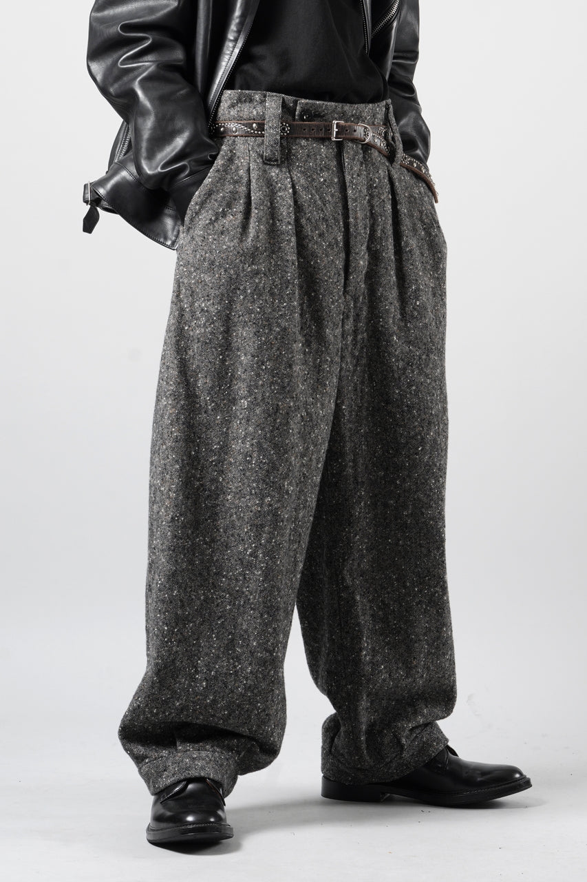 画像をギャラリービューアに読み込む, KLASICA "GL GOSSE-HS" RE DESIGNED BARREL TROUSERS / SOAKED HOMESPUN TWEED (GRAVEL)
