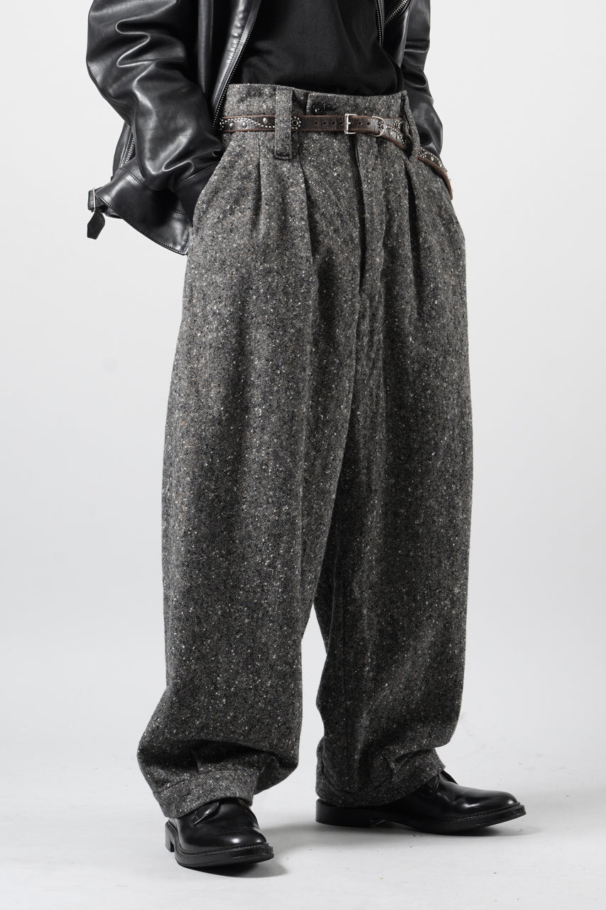 画像をギャラリービューアに読み込む, KLASICA "GL GOSSE-HS" RE DESIGNED BARREL TROUSERS / SOAKED HOMESPUN TWEED (GRAVEL)