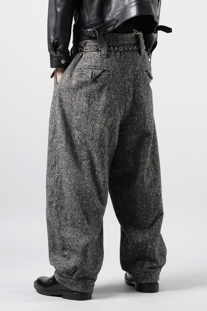 画像をギャラリービューアに読み込む, KLASICA "GL GOSSE-HS" RE DESIGNED BARREL TROUSERS / SOAKED HOMESPUN TWEED (GRAVEL)