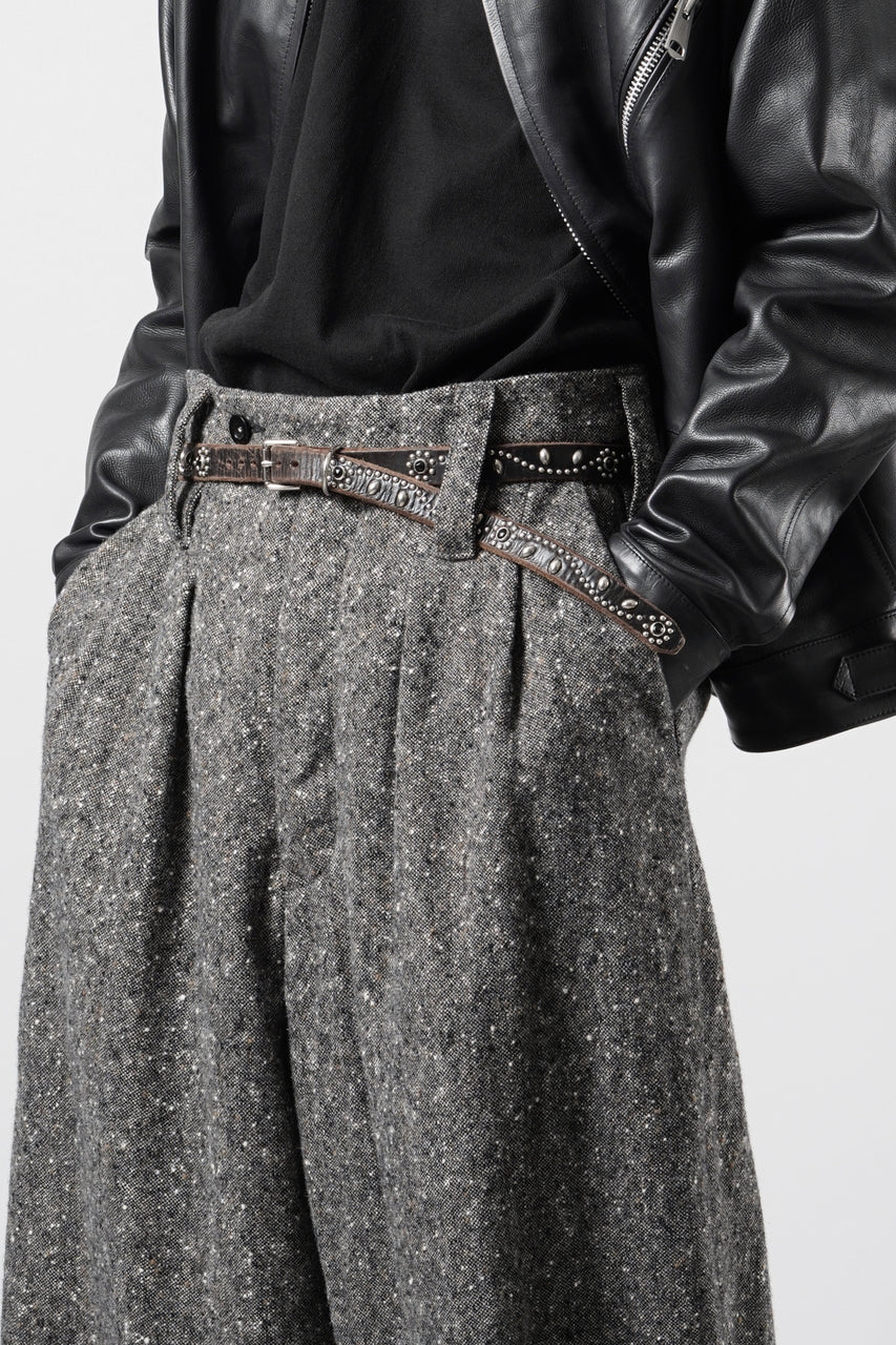 画像をギャラリービューアに読み込む, KLASICA "GL GOSSE-HS" RE DESIGNED BARREL TROUSERS / SOAKED HOMESPUN TWEED (GRAVEL)