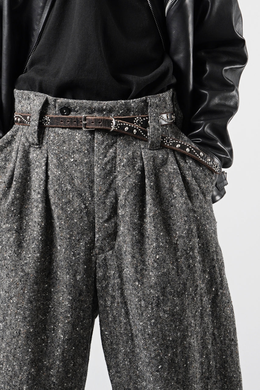 画像をギャラリービューアに読み込む, KLASICA "GL GOSSE-HS" RE DESIGNED BARREL TROUSERS / SOAKED HOMESPUN TWEED (GRAVEL)