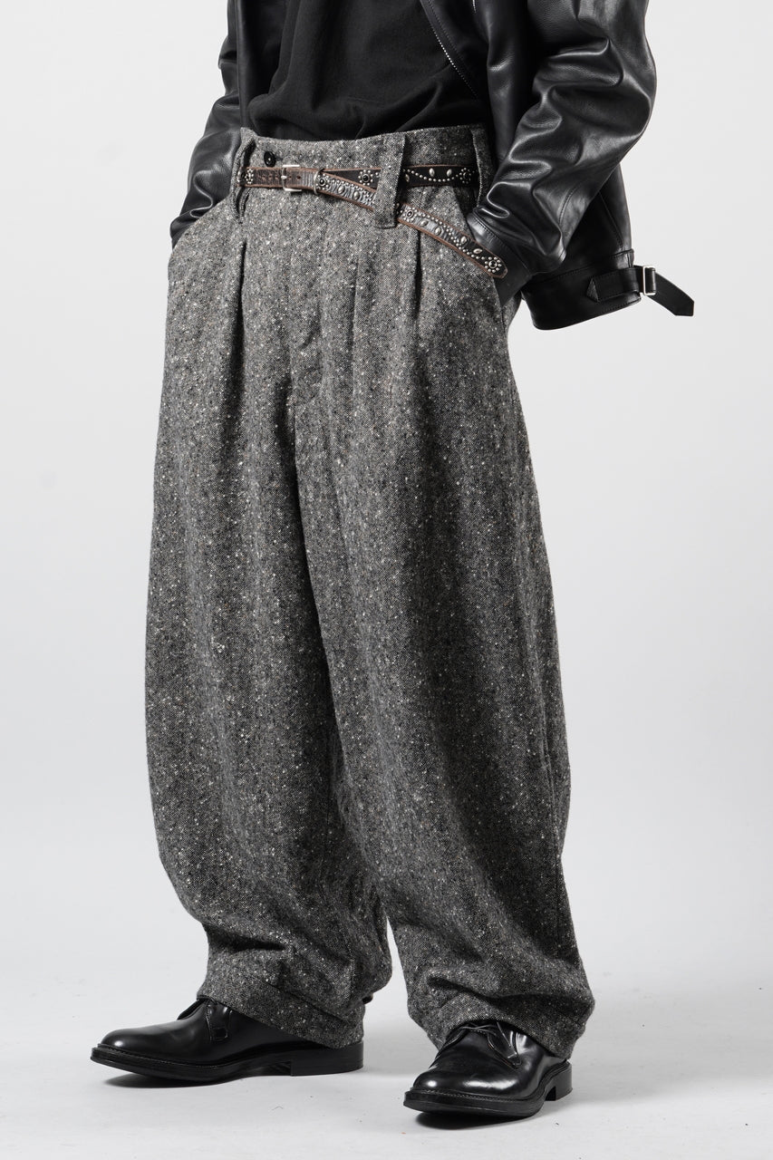 画像をギャラリービューアに読み込む, KLASICA "GL GOSSE-HS" RE DESIGNED BARREL TROUSERS / SOAKED HOMESPUN TWEED (GRAVEL)