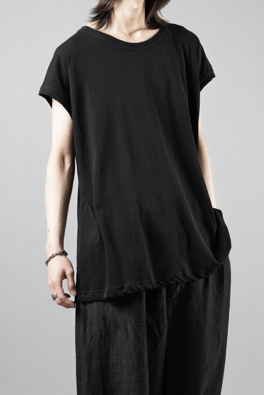 画像をギャラリービューアに読み込む, KLASICA "LUNG v.7" FLAP BACK SLEEVE LESS / HIGH TWISTED COTTON DRY JERSEY (BLACK)
