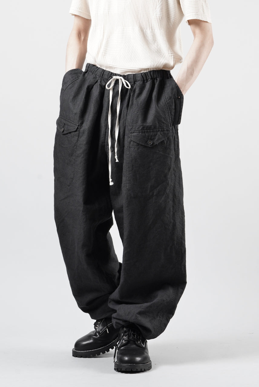 画像をギャラリービューアに読み込む, KLASICA "SNOW" CAMO STYLE STRING BIG PANTS / WASHI &amp; LINEN HIGH DENSITY LIGHT WEIGHT WEATHER (BLACK)