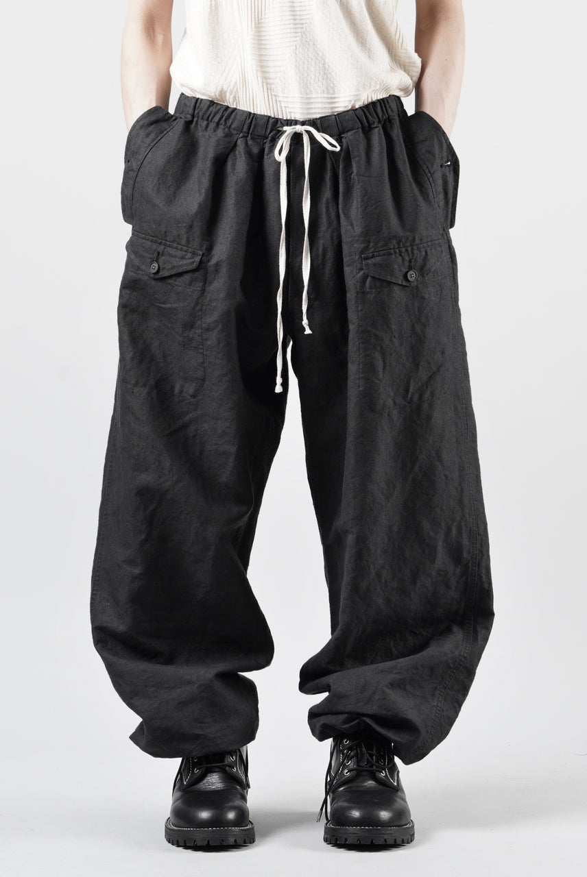 画像をギャラリービューアに読み込む, KLASICA "SNOW" CAMO STYLE STRING BIG PANTS / WASHI &amp; LINEN HIGH DENSITY LIGHT WEIGHT WEATHER (BLACK)