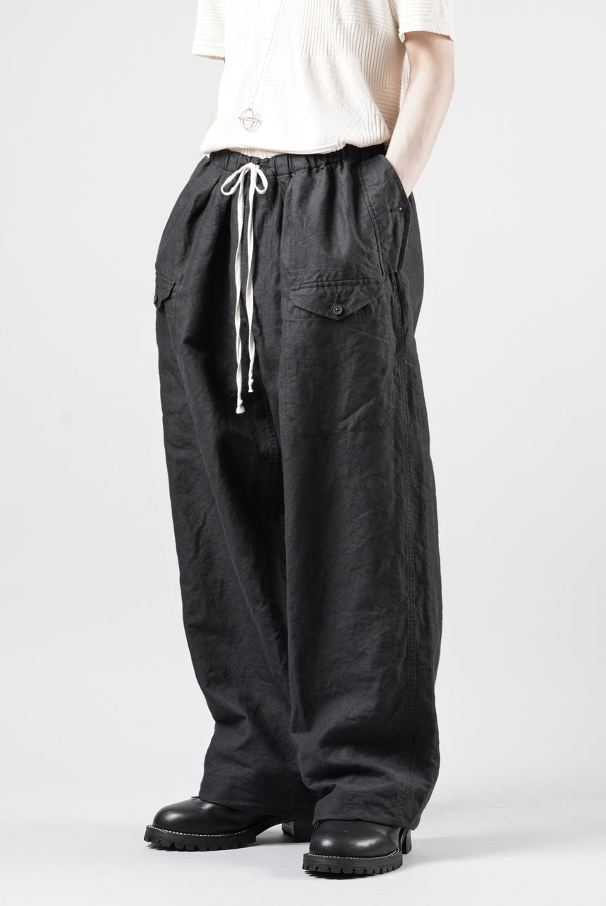 画像をギャラリービューアに読み込む, KLASICA "SNOW" CAMO STYLE STRING BIG PANTS / WASHI &amp; LINEN HIGH DENSITY LIGHT WEIGHT WEATHER (BLACK)