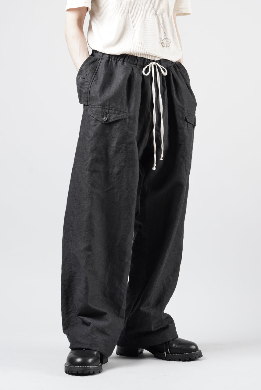 画像をギャラリービューアに読み込む, KLASICA "SNOW" CAMO STYLE STRING BIG PANTS / WASHI &amp; LINEN HIGH DENSITY LIGHT WEIGHT WEATHER (BLACK)