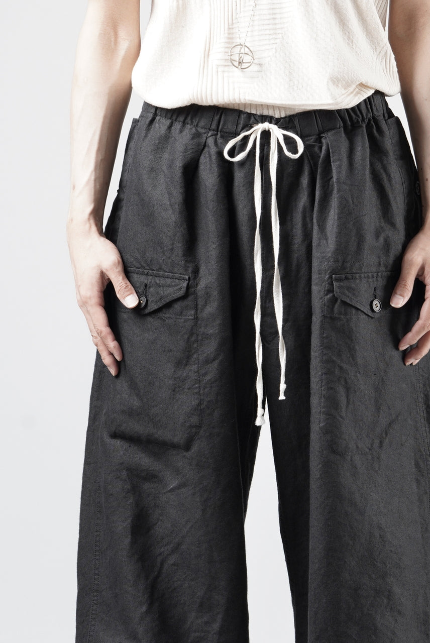 画像をギャラリービューアに読み込む, KLASICA "SNOW" CAMO STYLE STRING BIG PANTS / WASHI &amp; LINEN HIGH DENSITY LIGHT WEIGHT WEATHER (BLACK)
