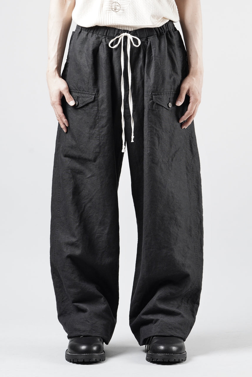 画像をギャラリービューアに読み込む, KLASICA "SNOW" CAMO STYLE STRING BIG PANTS / WASHI &amp; LINEN HIGH DENSITY LIGHT WEIGHT WEATHER (BLACK)