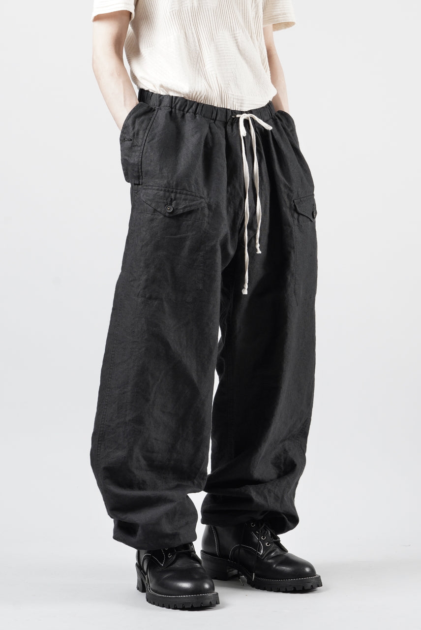 画像をギャラリービューアに読み込む, KLASICA "SNOW" CAMO STYLE STRING BIG PANTS / WASHI &amp; LINEN HIGH DENSITY LIGHT WEIGHT WEATHER (BLACK)