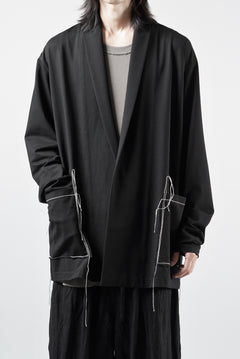 Load image into Gallery viewer, OBLADI CARDIGAN WITH BEIGE STITCHED POCKET (BLACK)