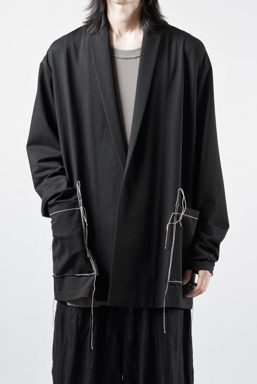 Load image into Gallery viewer, OBLADI CARDIGAN WITH BEIGE STITCHED POCKET (BLACK)
