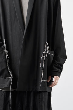 Load image into Gallery viewer, OBLADI CARDIGAN WITH BEIGE STITCHED POCKET (BLACK)