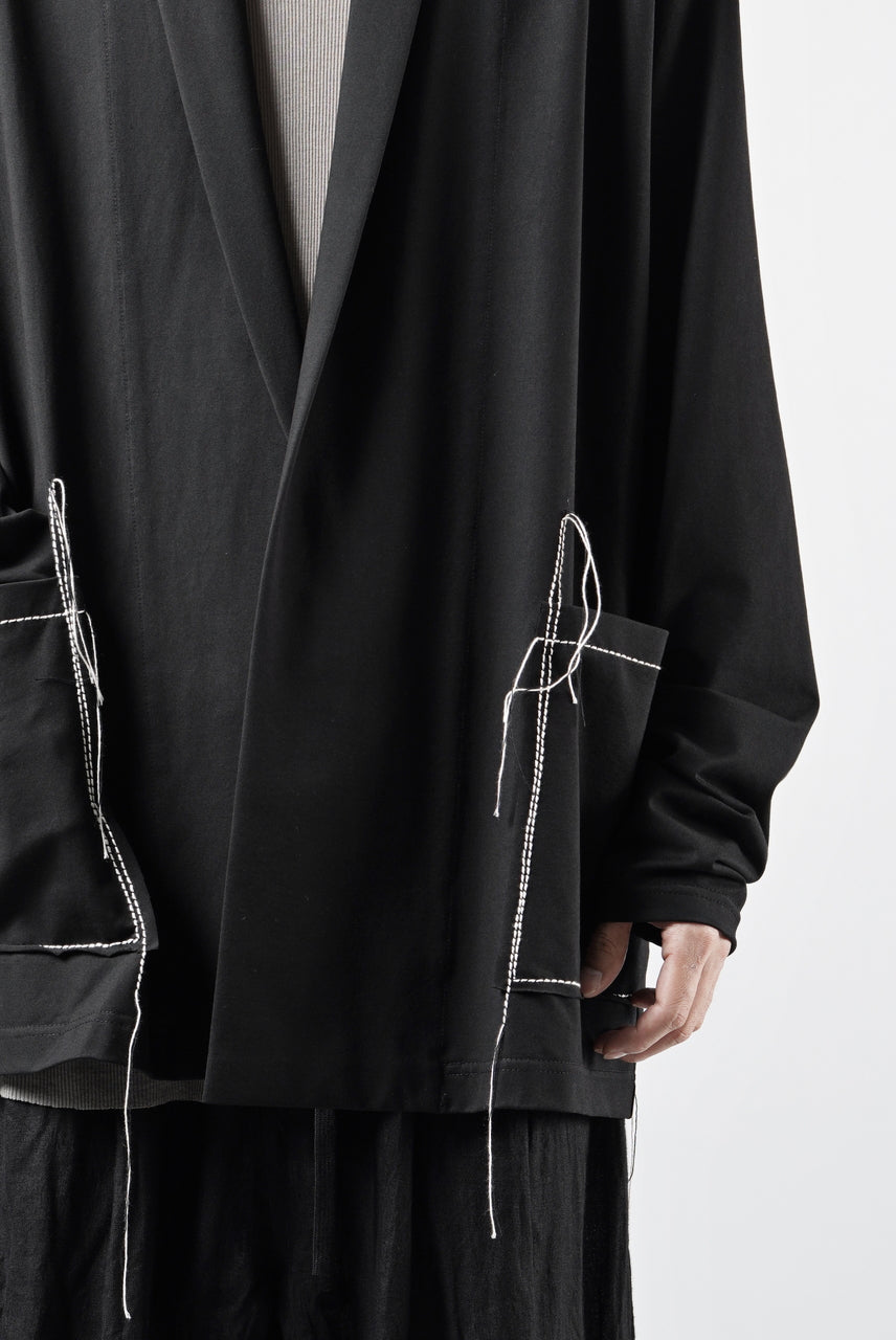 Load image into Gallery viewer, OBLADI CARDIGAN WITH BEIGE STITCHED POCKET (BLACK)