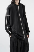 Load image into Gallery viewer, OBLADI DROP SHOULDER LONG SLEEVE T-SHIRT WITH BEIGE OVERLOCK STITCHING (BLACK)