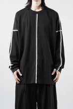 Load image into Gallery viewer, OBLADI DROP SHOULDER LONG SLEEVE T-SHIRT WITH BEIGE OVERLOCK STITCHING (BLACK)