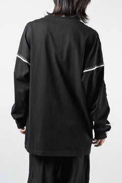 Load image into Gallery viewer, OBLADI DROP SHOULDER LONG SLEEVE T-SHIRT WITH BEIGE OVERLOCK STITCHING (BLACK)