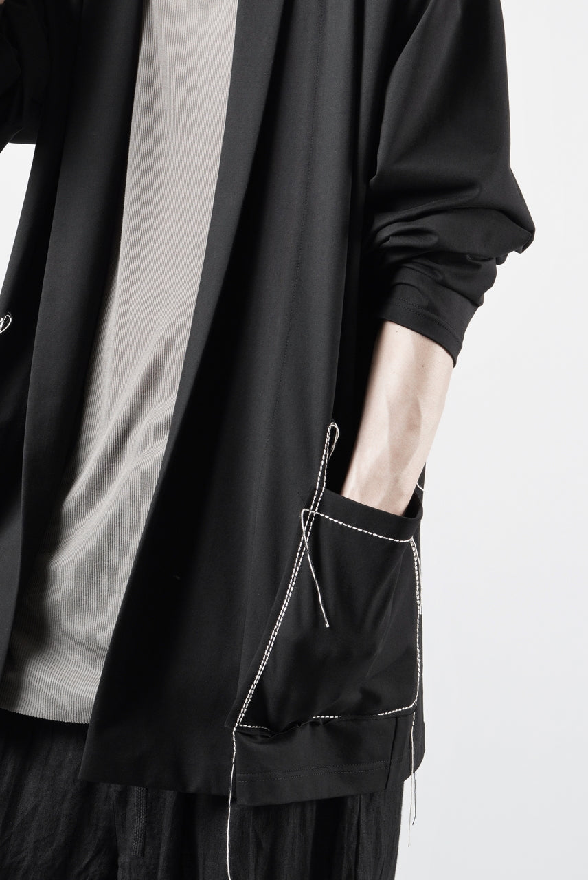 Load image into Gallery viewer, OBLADI CARDIGAN WITH BEIGE STITCHED POCKET (BLACK)