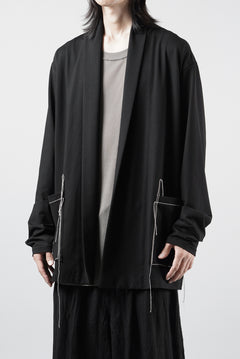 Load image into Gallery viewer, OBLADI CARDIGAN WITH BEIGE STITCHED POCKET (BLACK)