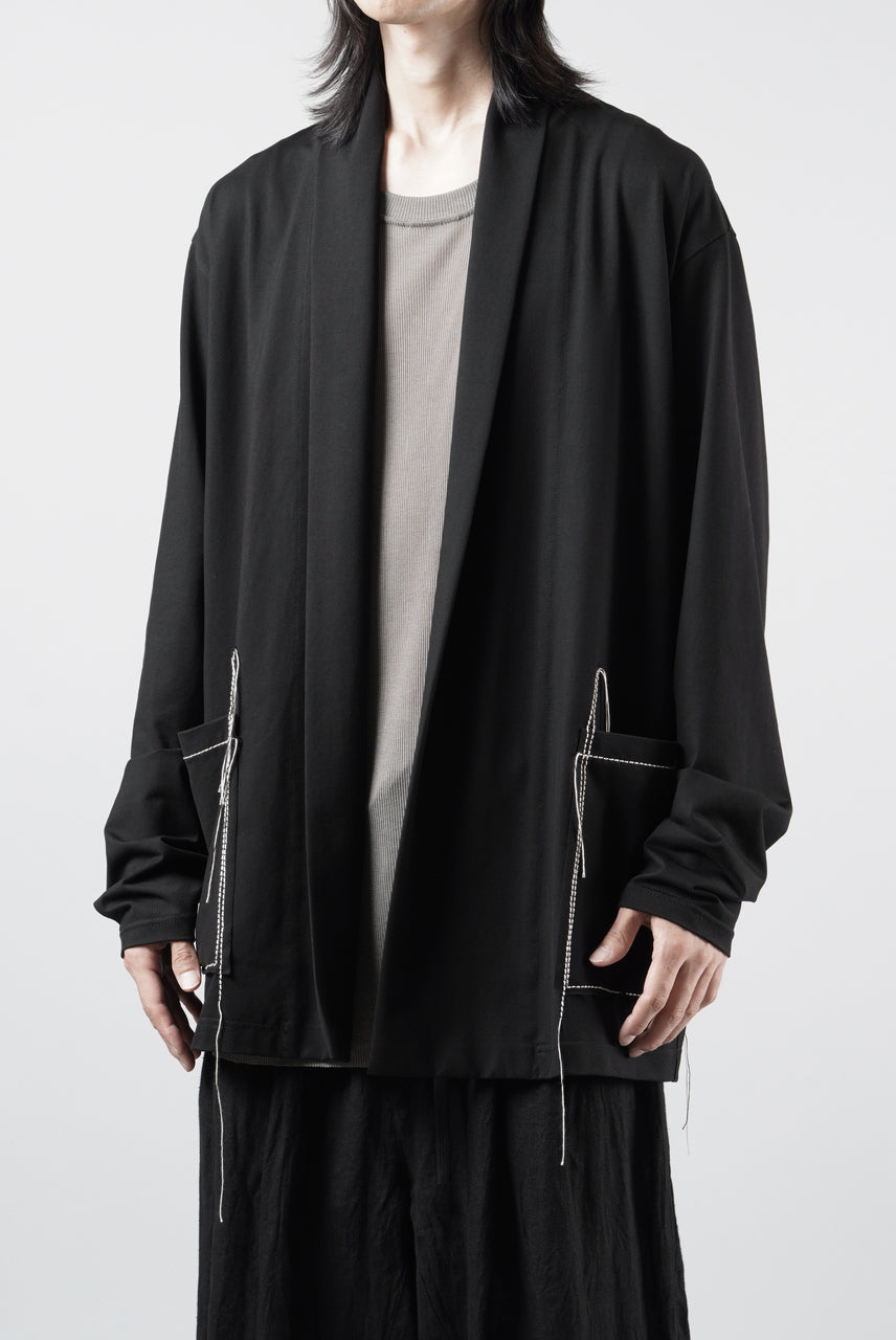 Load image into Gallery viewer, OBLADI CARDIGAN WITH BEIGE STITCHED POCKET (BLACK)