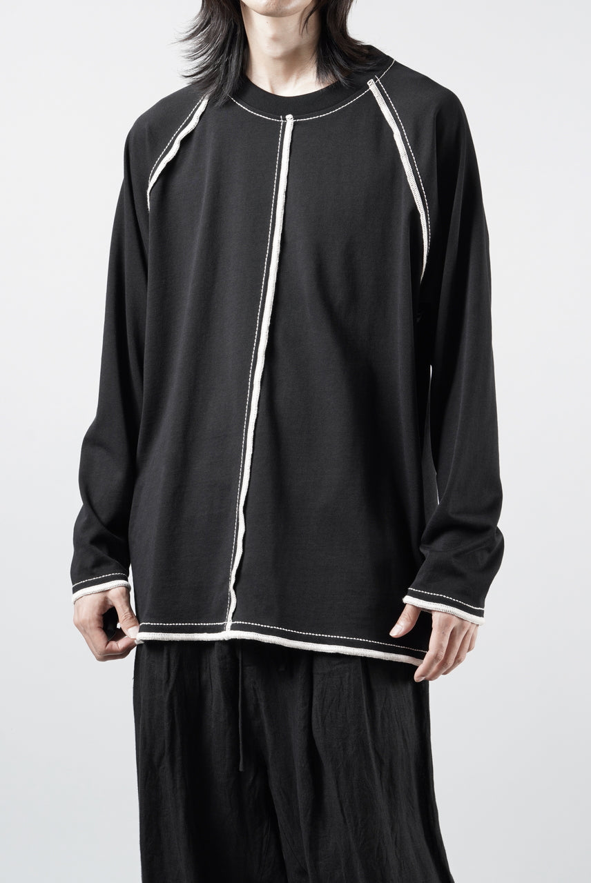 Load image into Gallery viewer, OBLADI RAGLAN LONG-SLEEVE T-SHIRT WITH BEIGE OVERLOCK STITCHING (BLACK)