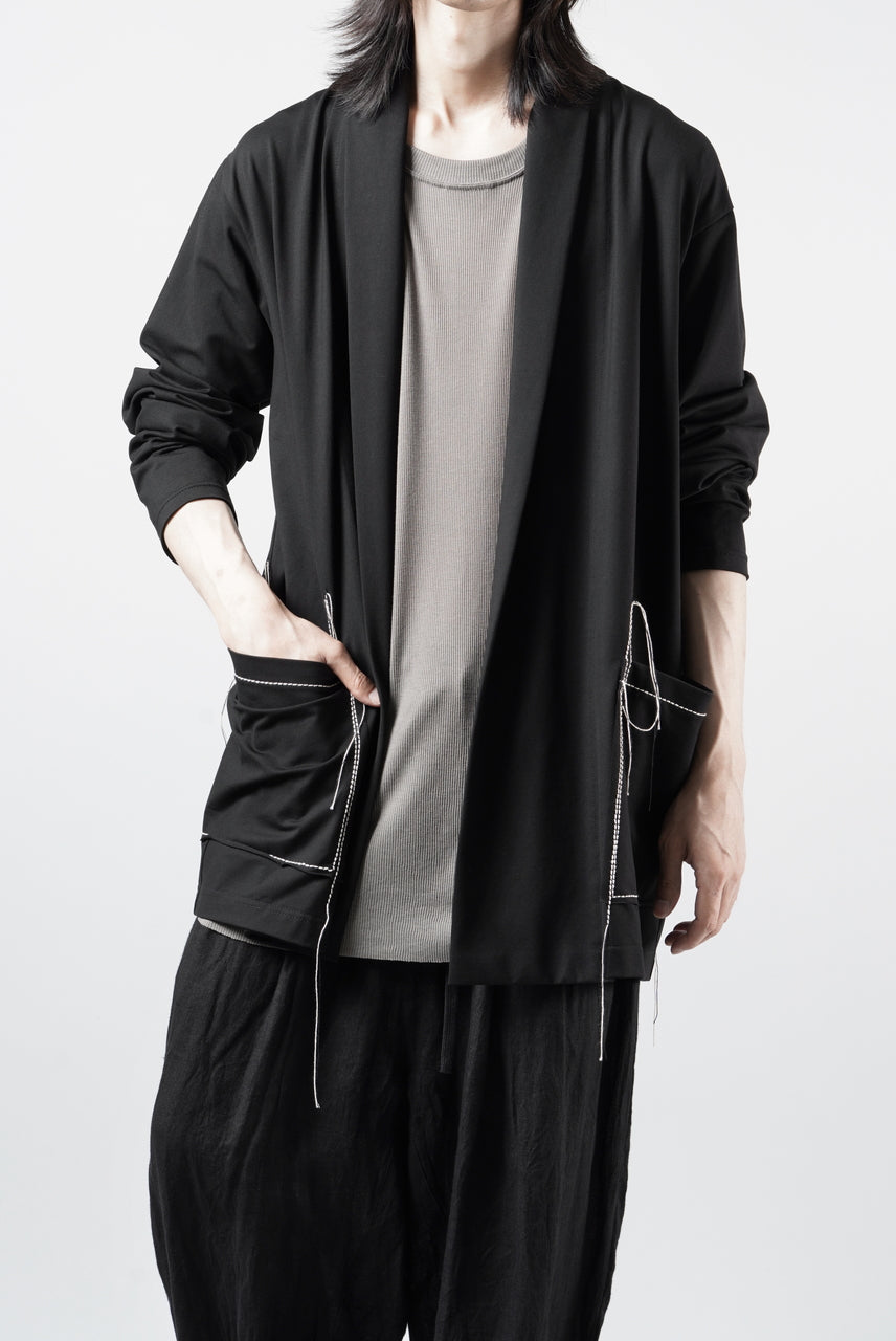 Load image into Gallery viewer, OBLADI CARDIGAN WITH BEIGE STITCHED POCKET (BLACK)