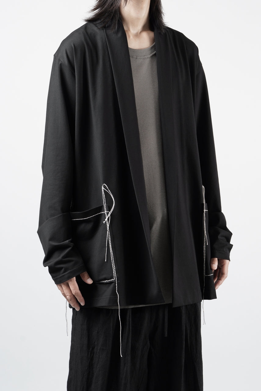 Load image into Gallery viewer, OBLADI CARDIGAN WITH BEIGE STITCHED POCKET (BLACK)