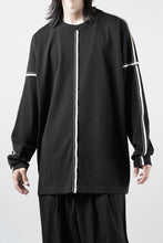 Load image into Gallery viewer, OBLADI DROP SHOULDER LONG SLEEVE T-SHIRT WITH BEIGE OVERLOCK STITCHING (BLACK)