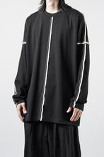 Load image into Gallery viewer, OBLADI DROP SHOULDER LONG SLEEVE T-SHIRT WITH BEIGE OVERLOCK STITCHING (BLACK)
