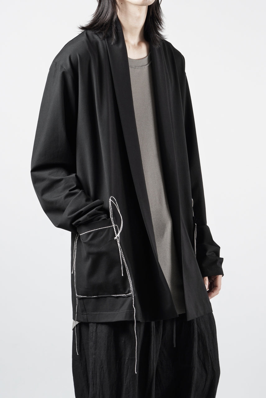 Load image into Gallery viewer, OBLADI CARDIGAN WITH BEIGE STITCHED POCKET (BLACK)