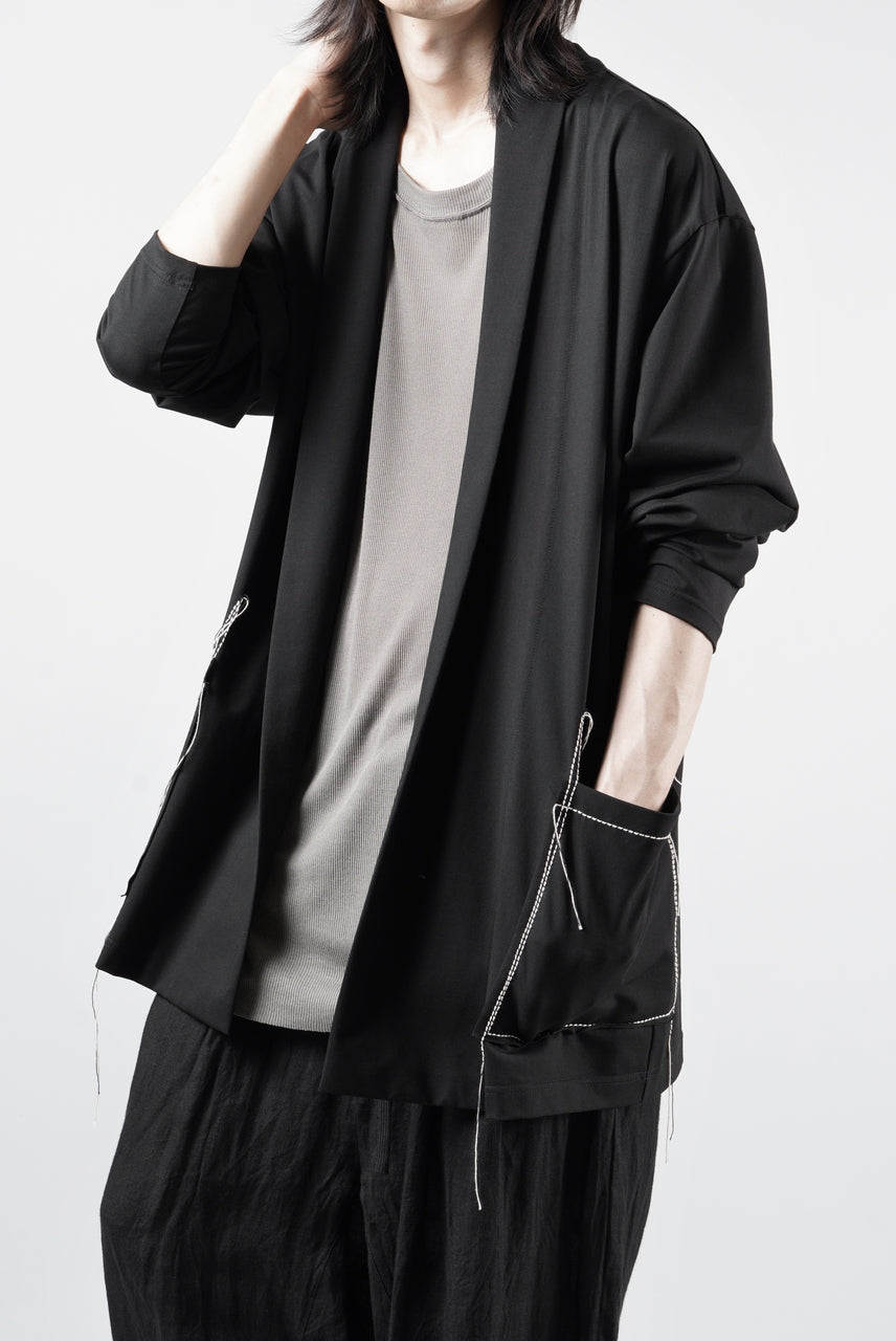 Load image into Gallery viewer, OBLADI CARDIGAN WITH BEIGE STITCHED POCKET (BLACK)
